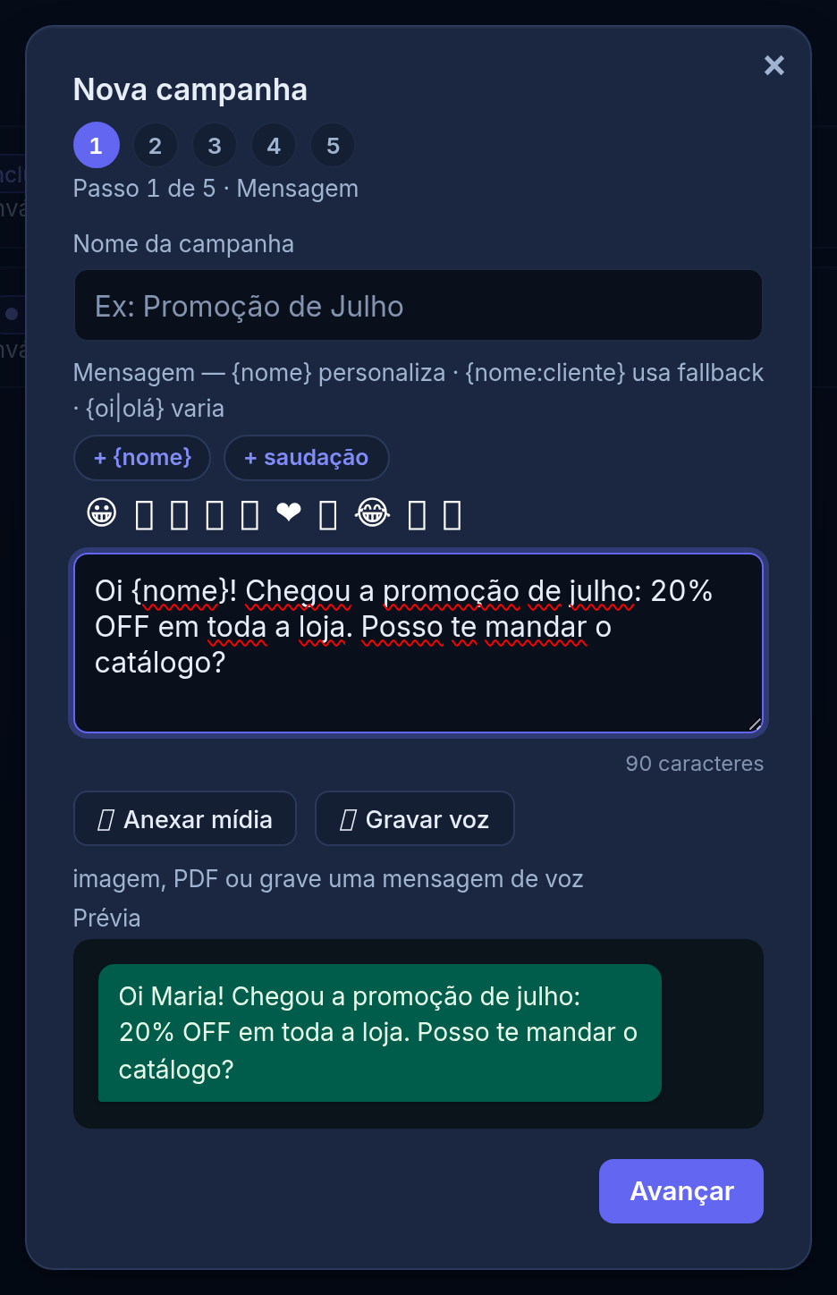 Assistente de campanha do NexZap